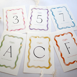 ［6色展開］繊細で華やか♡ニュアンスアートと金箔のテーブルナンバー　なみなみ　カラフル 2枚目の画像