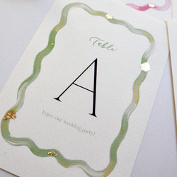 ［6色展開］繊細で華やか♡ニュアンスアートと金箔のテーブルナンバー　なみなみ　カラフル 9枚目の画像