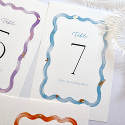 ［6色展開］繊細で華やか♡ニュアンスアートと金箔のテーブルナンバー　なみなみ　カラフル 7枚目の画像