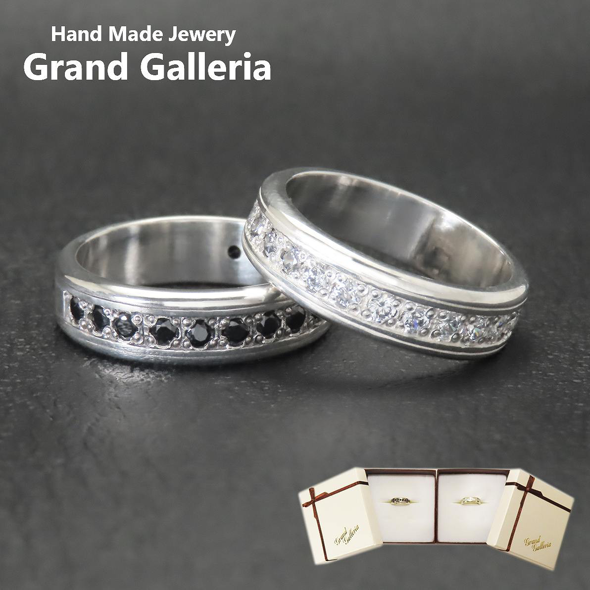 ハーフエタニティペアリング 指輪 シルバー925 【刻印無料】 黒 白 エタニティリング シルバーアクセサリー メンズ 16,280円