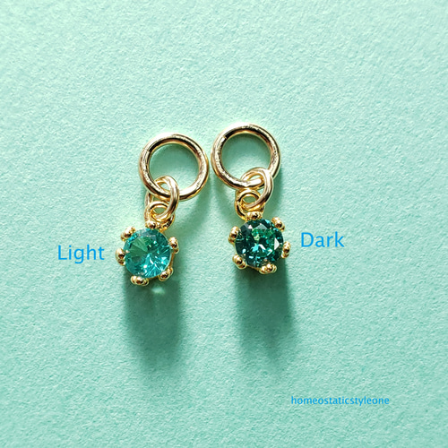 14Kgf フープピアス パライバトルマリン 人工宝石 ラウンド 4mm