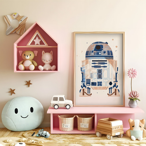 子供向けアートポスターロボット 宇宙 SF風 知育 モダンアート 男の子