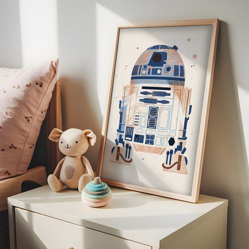 子供向けアートポスターロボット 宇宙 SF風 知育 モダンアート 男の子