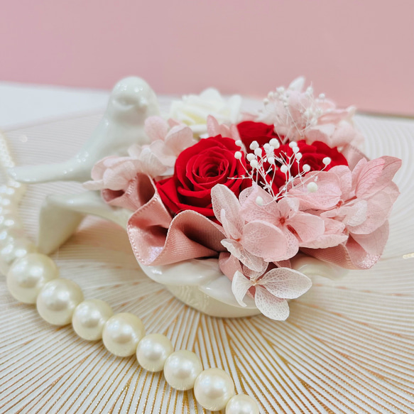 しあわせ運ぶ 花ことり～あたたかな愛～（プリザーブドフラワー