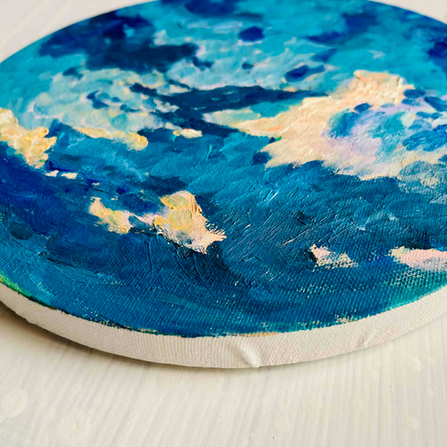 直径25㎝「夕空2」油彩・絵画・原画・丸形・アートパネル