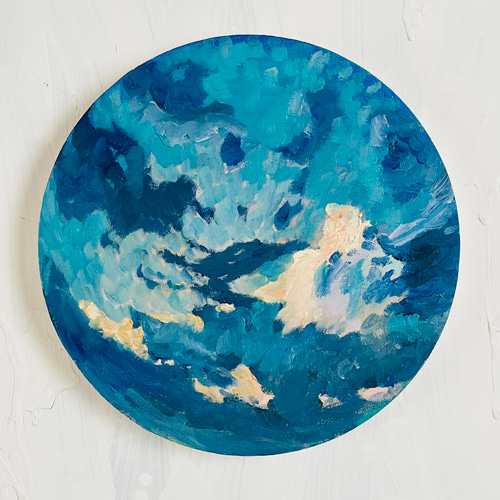 絵画「PAN」油彩・原画・直径25㎝ 丸形・アートパネル N 絵画 かいがの