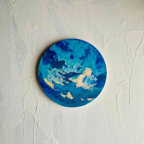 直径25㎝「朝の空 2025-2」油彩・絵画・原画・丸形・アート 直径25㎝「朝の空 2025-2」油彩・絵画・原画・丸形・アート
