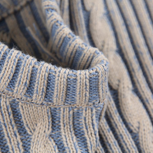 春 秋冬新作 縦ストライプ ツイスト クルーネックニットセーター