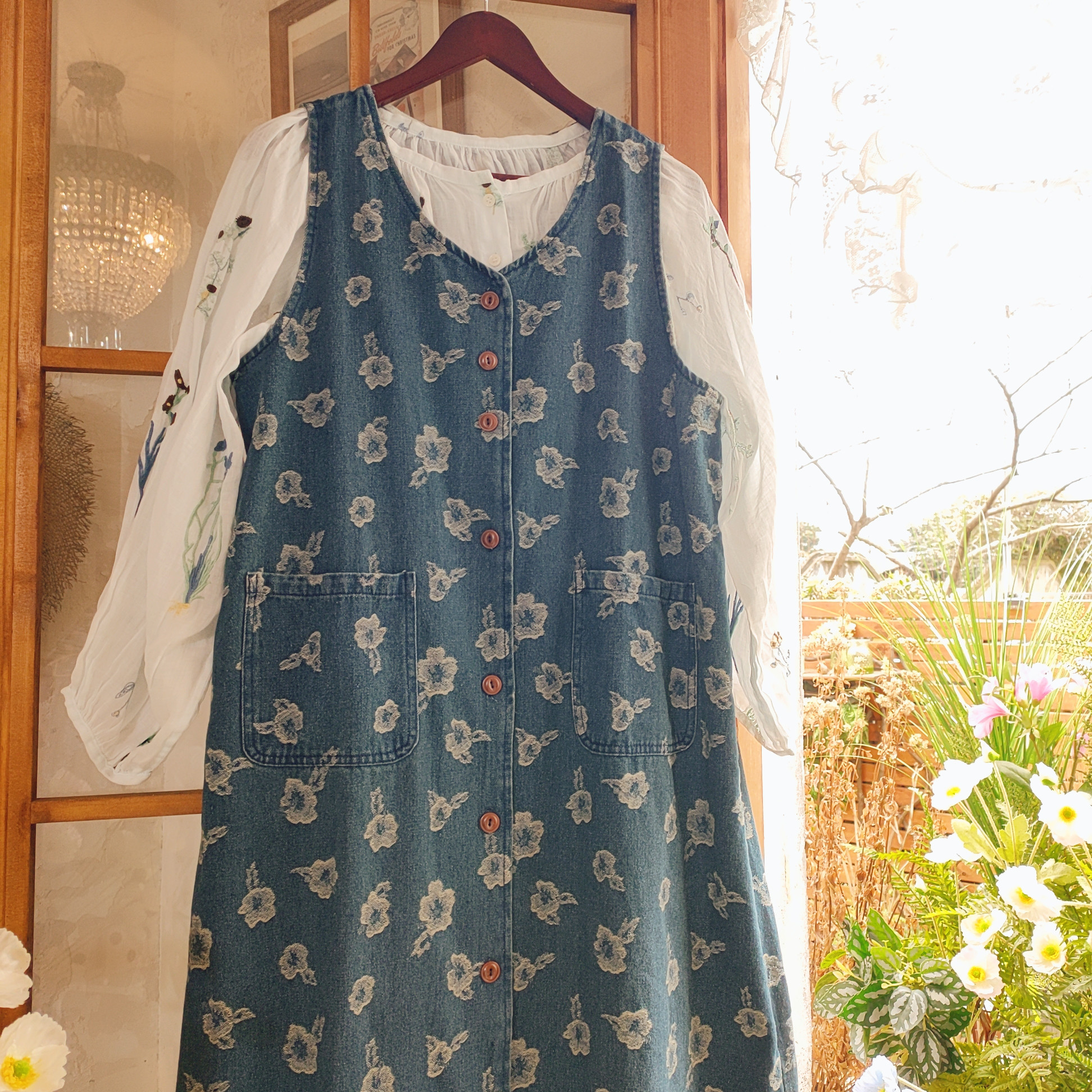 古着風 ロングスカート サロペット コットン ゆったり 体型カバー 楽ちん 30代 40代 50代 オールシーズン 定番