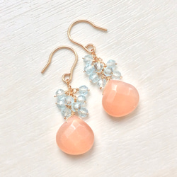 14kgf マラカイトとサファイアのピアス ピアス（フック・チェーン） き