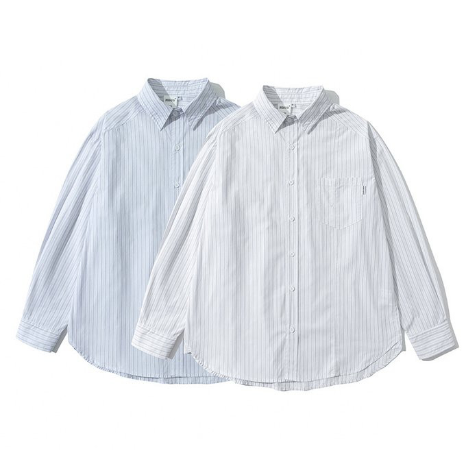 春 夏 秋冬新作 メンズ ストライプラペル長袖シャツ 男 おしゃれ コットン 通勤 ビジネス トップス