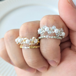 スワロとパールのビーズリングセット❃ ビーズ スワロ パール リング