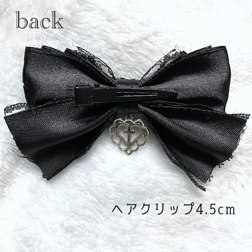 リボン ブラック 黒 ヘアアクセサリー ヘアクリップ 病み
