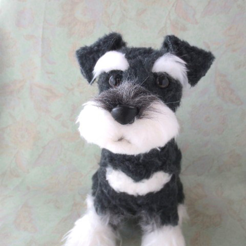 羊毛フェルト　ミニチュアシュナウザー　ソルト&ペッパーちゃん　ブラックちゃん 羊毛フェルト ミニチュアシュナウザー ソルト&ペッパーちゃん