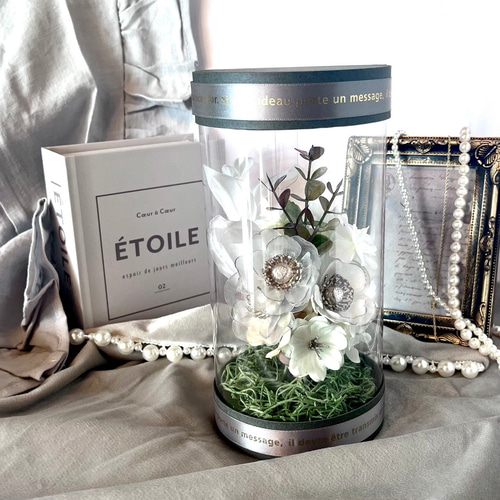 ガラス細工のようなアネモネ/ディップフラワー/誕生日/ボトル