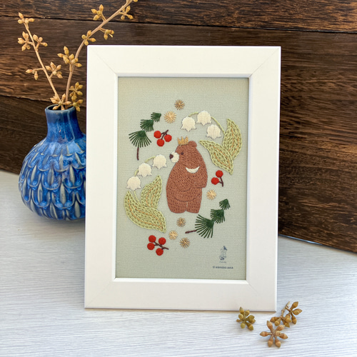 刺繍キット】クマとスズランの額装 キット 近藤朱 通販 18930158