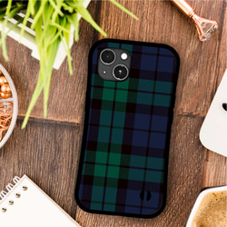 大人 の おしゃれ な チェック柄 タータン チェック 耐衝撃 グリップケース iPhoneケース 2枚目の画像