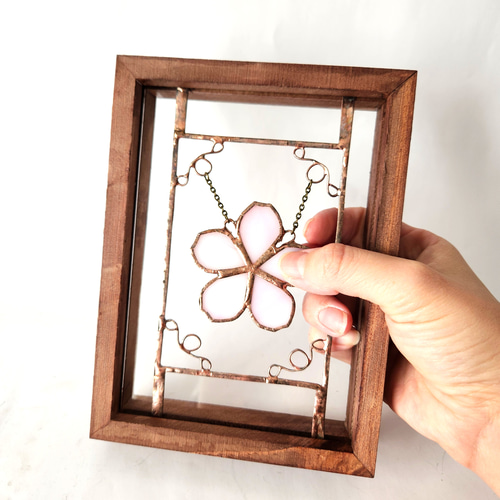 ステンドグラス 揺れる 桜恋 オブジェ アンティーク調 レトロなパネル