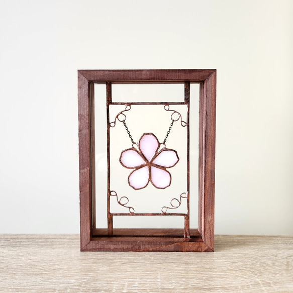 ステンドグラス 揺れる 桜恋 オブジェ アンティーク調 レトロなパネル
