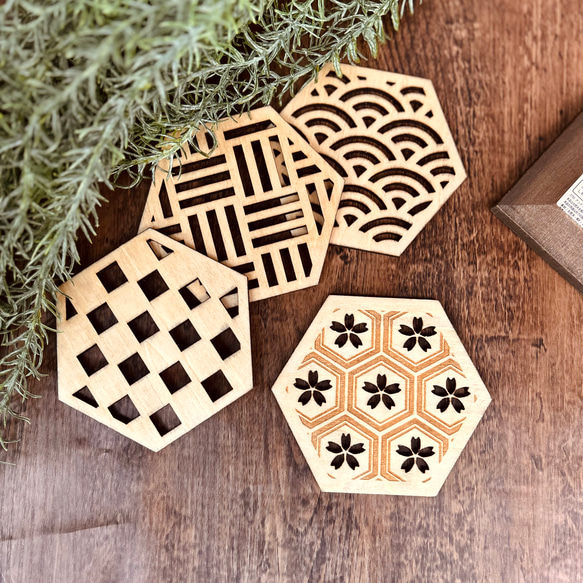 〜響〜《匠の木製コースター》　プレゼント・ギフト・引っ越し祝い・結婚祝い 2枚目の画像