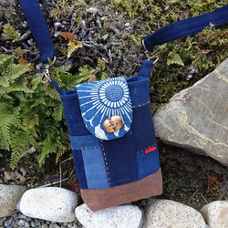 紅花染め茜染め草木染め藍染柿渋染め酒袋刺し子古布2wayショルダー手提げバック 紅花染め茜染め草木染め藍染柿渋染め酒袋刺し子古布2way