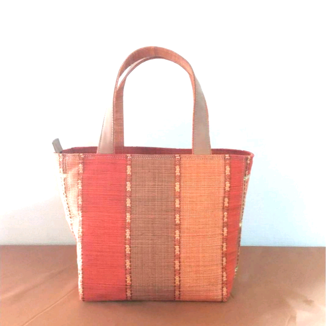 帯リメイクファスナー付きトートバッグ小