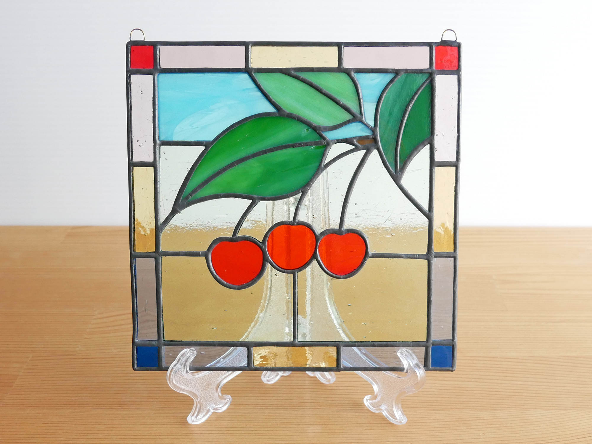 ステンドグラス ミニパネル サクランボ 15cm