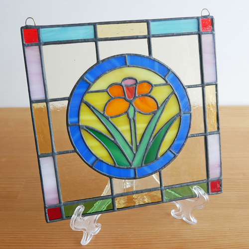 ステンドグラス(ハンドメイド) 6点おまとめ 色鉛筆、ハウス、パネル、一輪挿し ステンドグラス ハンドメイド パネル ステンドグラス