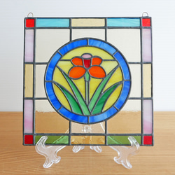 ステンドグラス ミニパネル フラワー・サークル 15cm その他