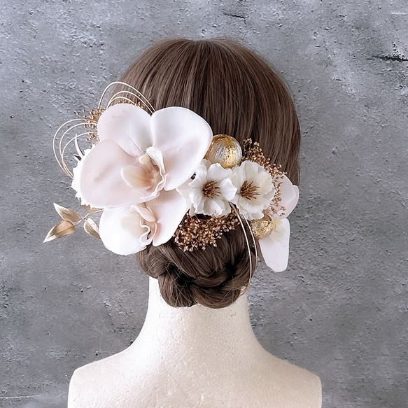 花嫁和装髪飾り 銀桜と水引の髪飾り 結婚式 成人式 卒業式 花嫁 和装 白無垢