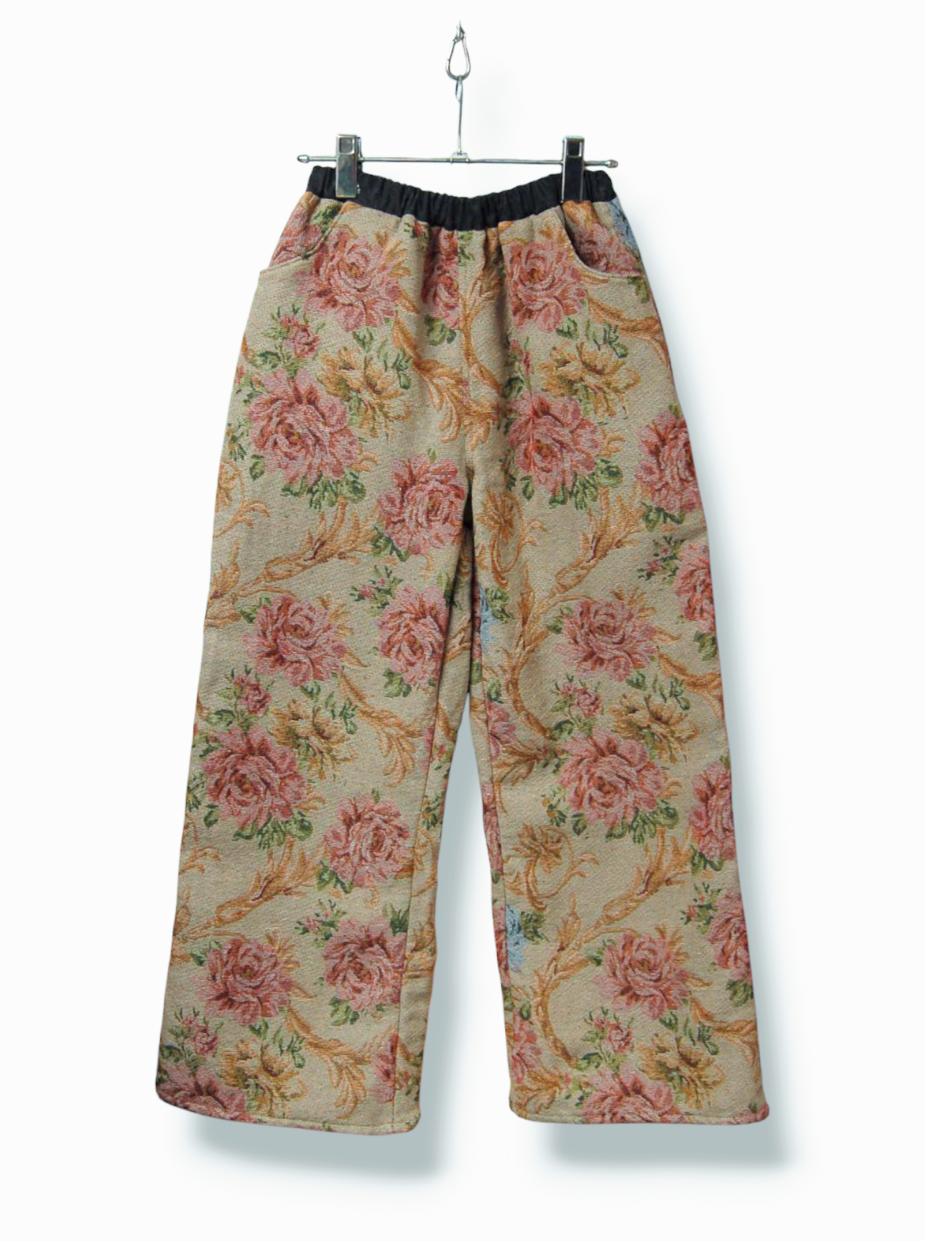 花柄ゴブラン織り　ワイドパンツ