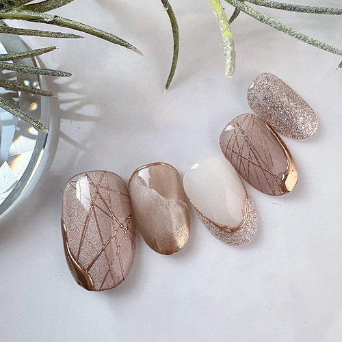 05］ネイルチップ マグネットネイル うるうる ミラーフレンチ オーダー