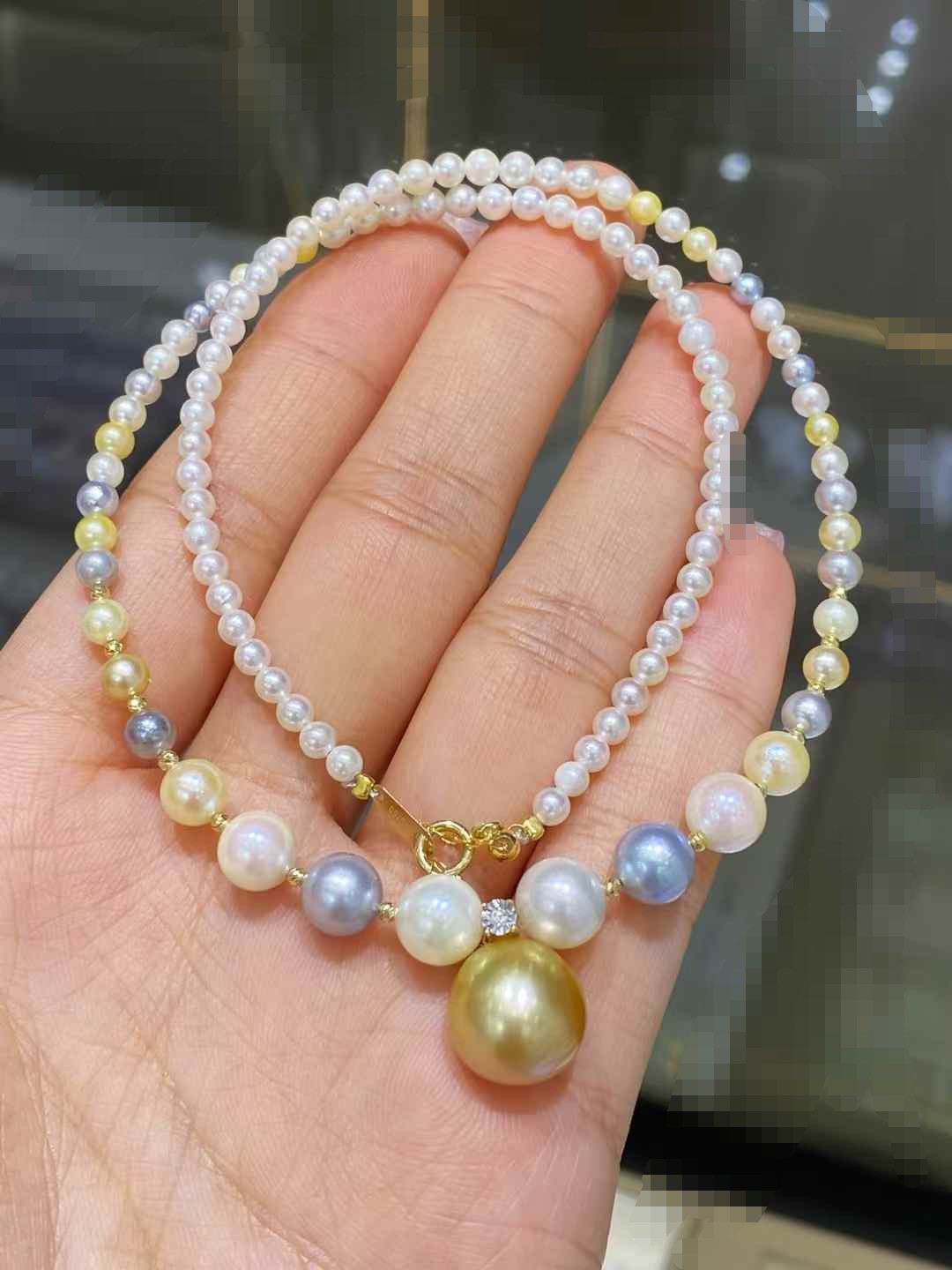 【高級】あこや真珠&南洋真珠　ネックレスk18