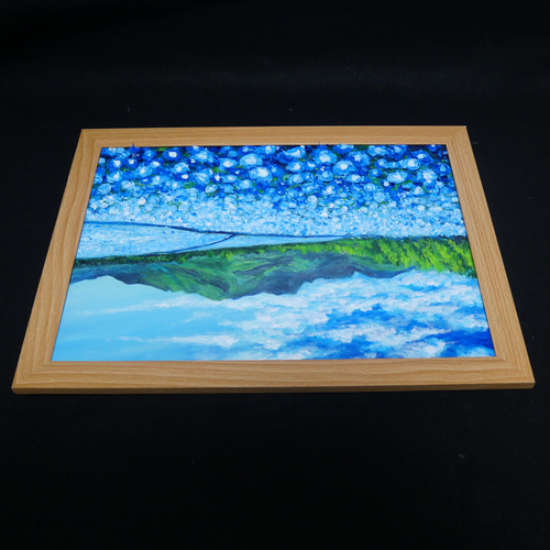 油絵 油彩 油彩画 絵 絵画 【ネモフィラと菜の花の道】 油絵 油彩 油彩画 絵 絵画 【ネモフィラと菜の花の道】 油絵