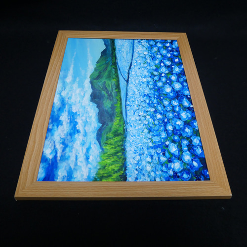 油絵 油彩 油彩画 絵 絵画【くじゅう花公園のネモフィラ畑