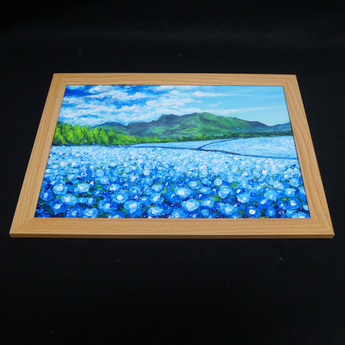 油彩画【幸せを運ぶネモフィラの花園】原画一点物・インテリア・ギフト