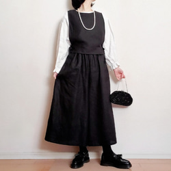 快適設計。毎日の相棒に。楽ちんリネン100のもんぺ型パンツ。紺色 ゴム