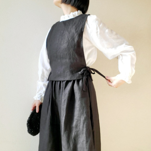 育てるリネン】洗える！セットアップ♡ 一年中着回せるベスト&スカート