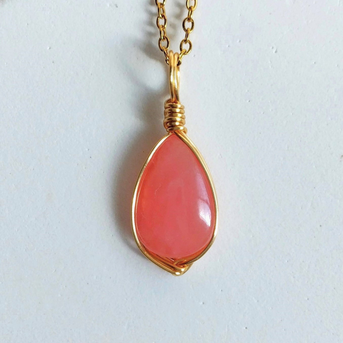 インカローズ　天然石ワイヤーペンダント　No.P92