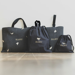 リバティ、パッチワークのレッスンバッグ♡ リバティパッチワークレッスンバッグブルー系 レッスンバッグ manon