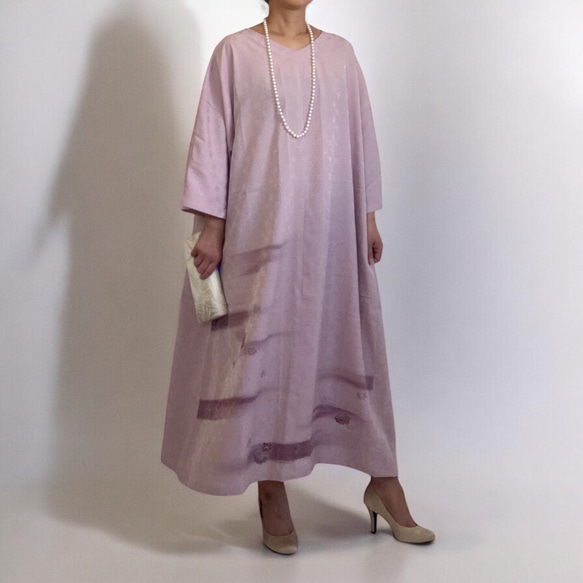 3XL 着物リメイク, 牡丹柄の訪問着,上品ワンピース 着物 おうんちゃん