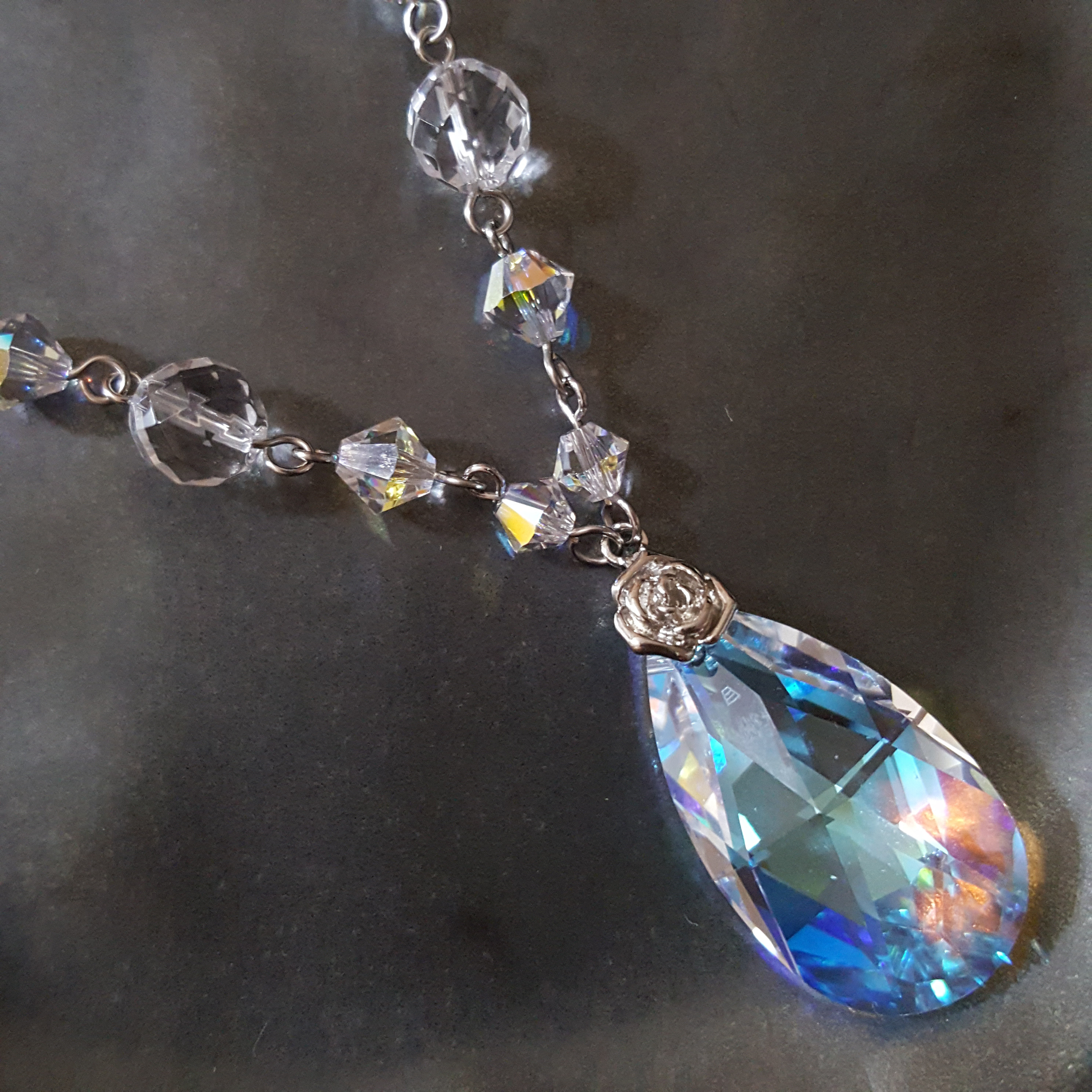 シャンデリアネックレス～水晶とクリスタル～ver3