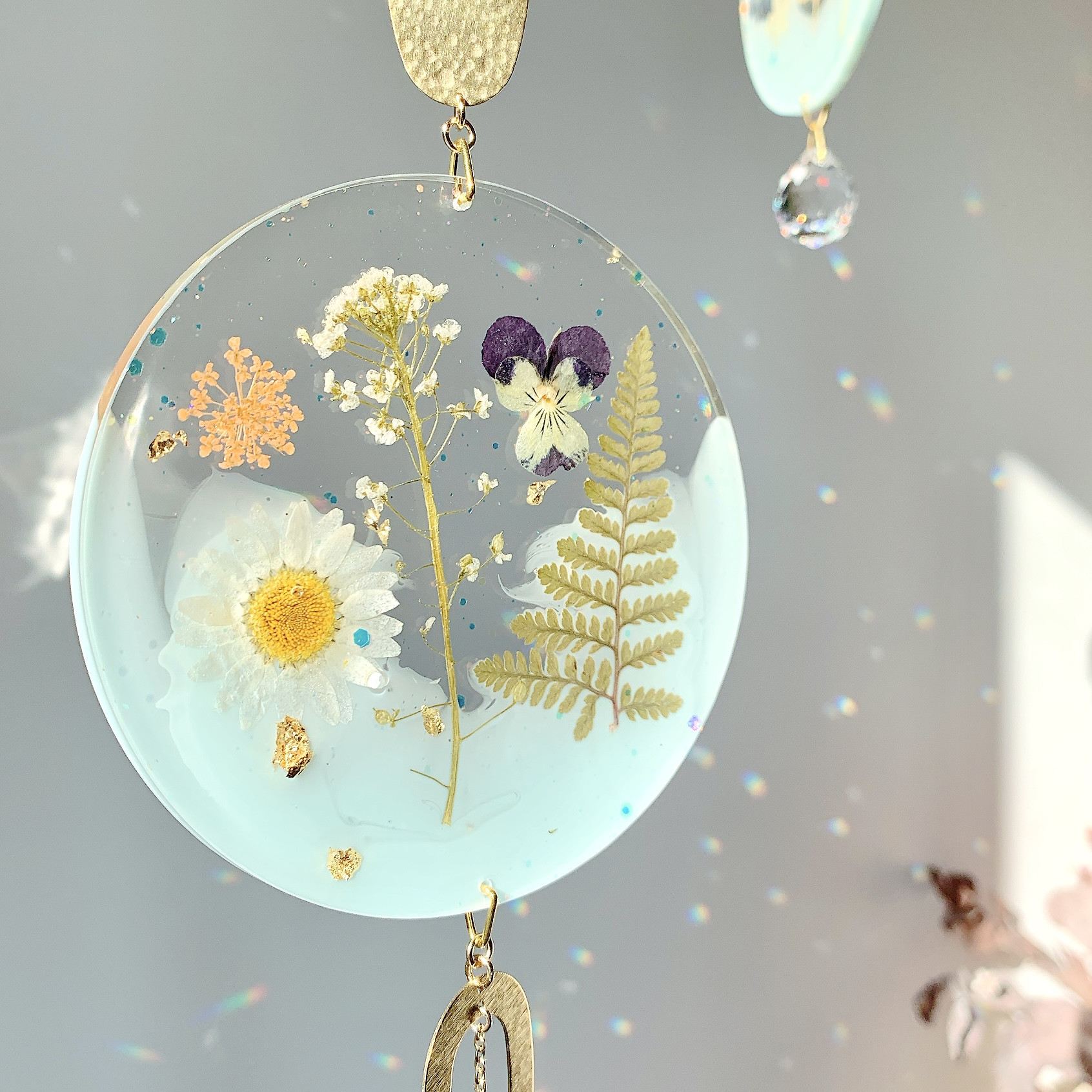 銀杏 クリスタル 一点物 【♡YURIA♡】レジンテーブル ハンドメイド
