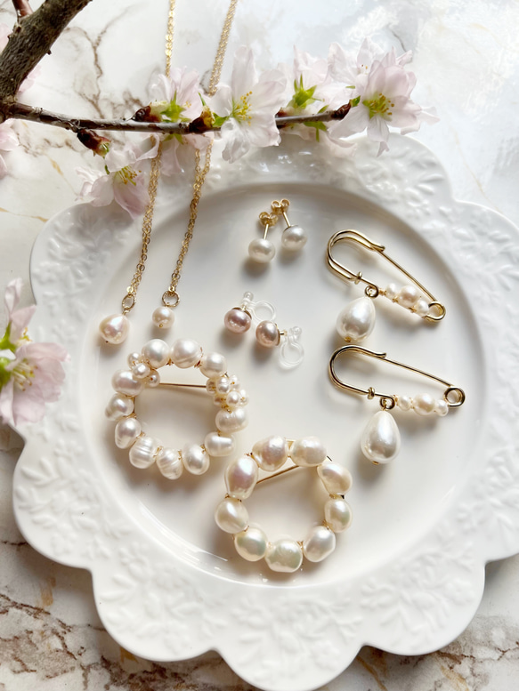 淡水パール ストールピンブローチ 3枚目の画像