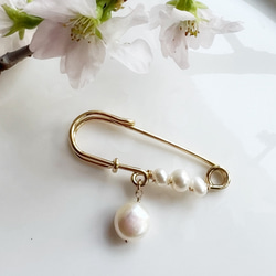 淡水パール ストールピンブローチ 1枚目の画像