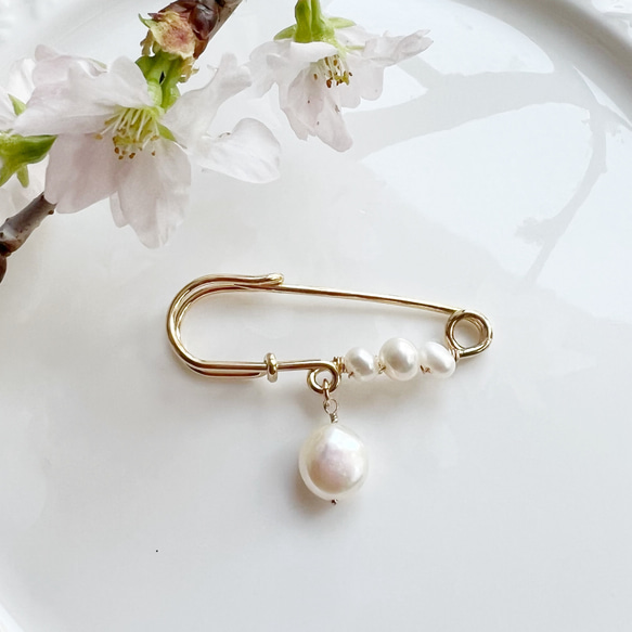 淡水パール ストールピンブローチ 2枚目の画像