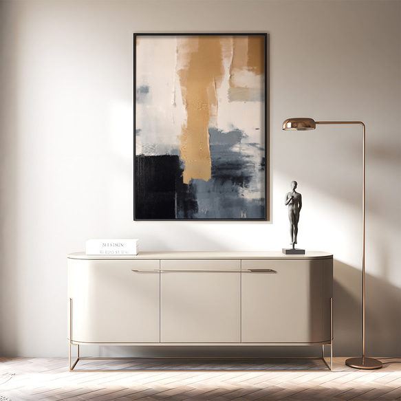 アートポスター 抽象画 モダン ベージュ ブラック グレー 北欧インテリア 韓国風アート 12枚目の画像