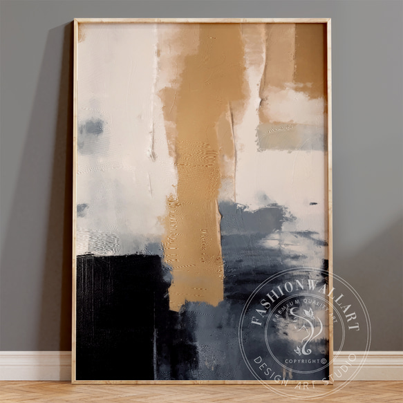 アートポスター 抽象画 モダン ベージュ ブラック グレー 北欧インテリア 韓国風アート 1枚目の画像