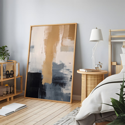 アートポスター 抽象画 モダン ベージュ ブラック グレー 北欧インテリア 韓国風アート 2枚目の画像