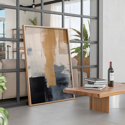 アートポスター 抽象画 モダン ベージュ ブラック グレー 北欧インテリア 韓国風アート 5枚目の画像